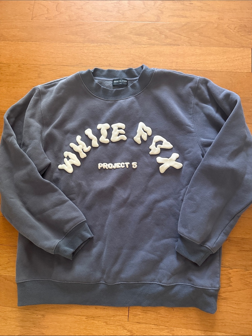 Navy Puff-Text Crewneck Sweatshirt